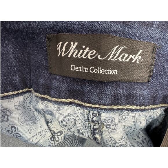 White Mark Womens Plus 2X 20 W Blue Super Stretch Denim with Cheetah Pannel NWT - Picture 12 of 12